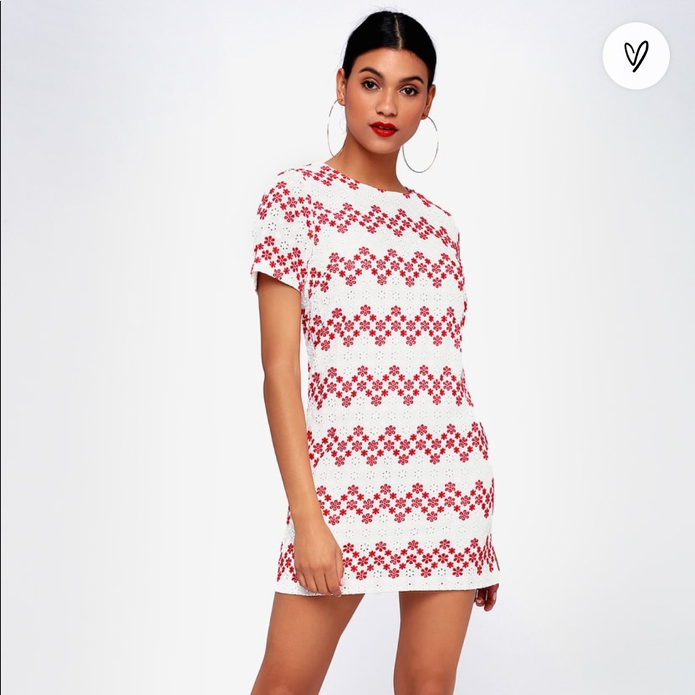 Red & white floral shift dress from Lulu’s!